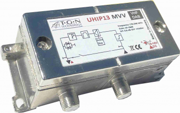 Rauscharmer, high IP DAB+ Vorverstärker mit Bypass Funktion